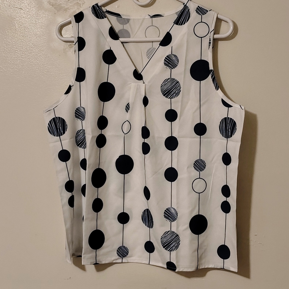Blue and White Polka Dot Women's Top